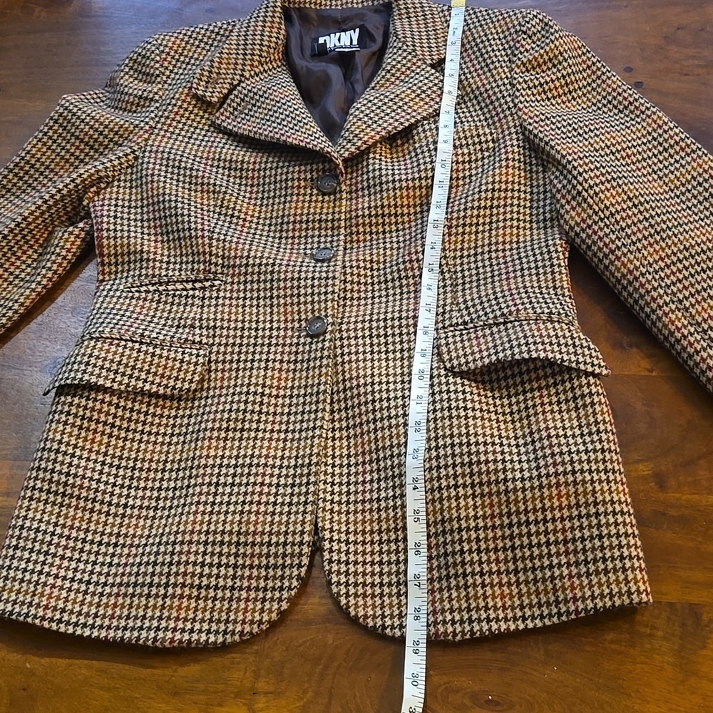 DKNY Vintage Houndstooth Wool And Cashmere Blazer Size 10 - Picture 9 of 14